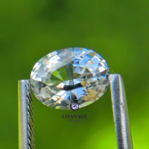1.14 ct natural unheated Ceylon white sapphire in an oval step cut, sourced from Bibilegama Sri Lanka